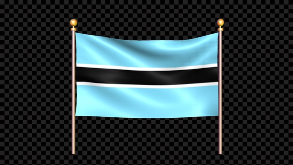 Flag Of Botswana Waving In Double Pole Looped