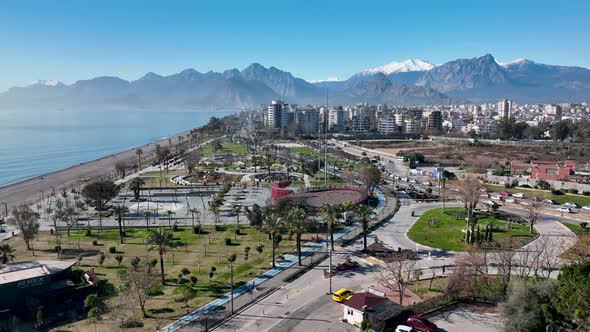 Beach Infrastructure Aerial View Turkey Antalya 4 K