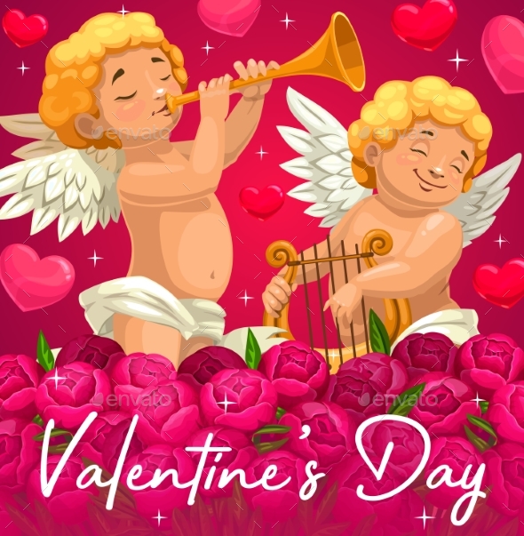 Valentines Day Love Holiday Cupids and Hearts