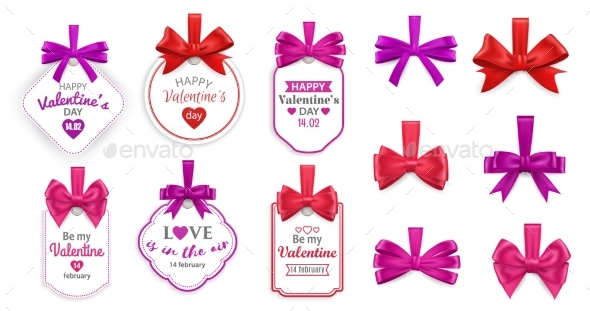 Valentines Day Holiday Gift Tags with Hearts