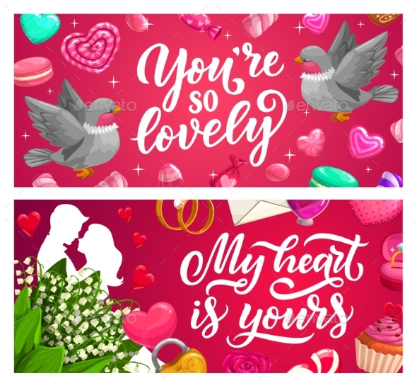 Valentines Day Banners Love Holiday Gifts Hearts