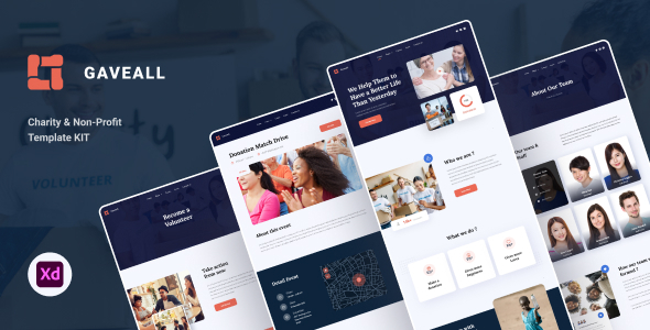 Gaveall - Nonprofit & Charity Web UI Kit for Adobe XD
