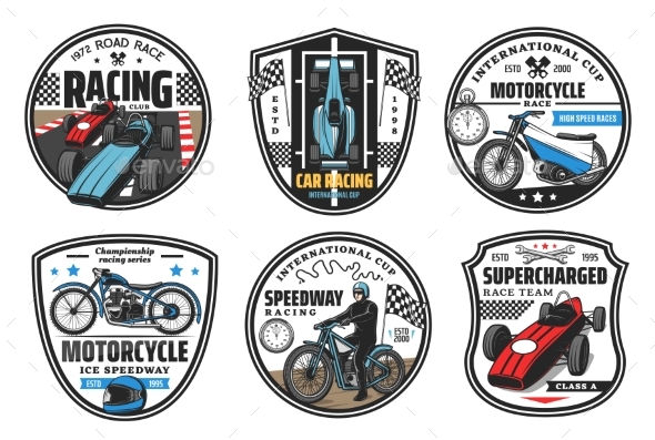 Racing Sport Icons Motocross Speedway Cars Races