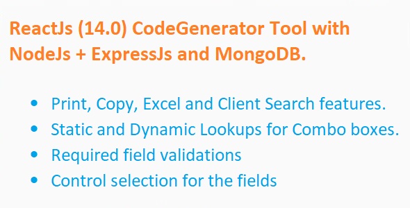 Code Generator for ReactJS + NodeJs + ExpressJS + MongoDB (MERN)