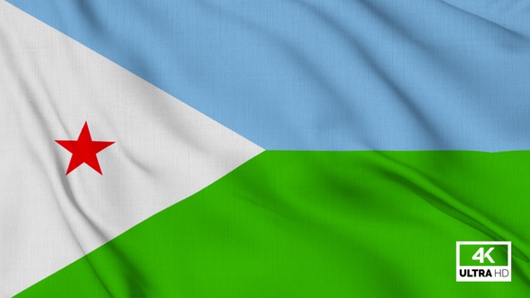 Djibouti Flag Waving Slowly Looped