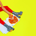 Fashion Fast Foot creative design. Minimal art. Pizza addict Girl. Food porn concept - PhotoDune Item for Sale