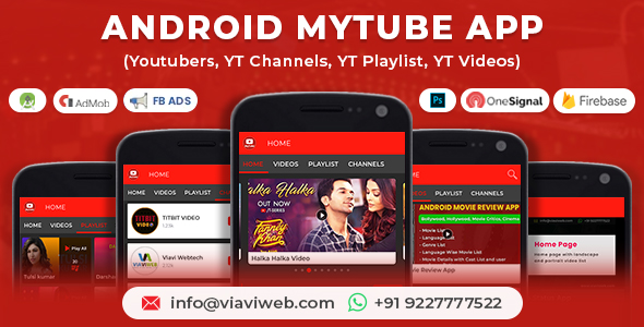 Aplikacja Android MyTube (YouTuberzy, kanały YT, playlista YT, filmy YT, AdMob z RODO)