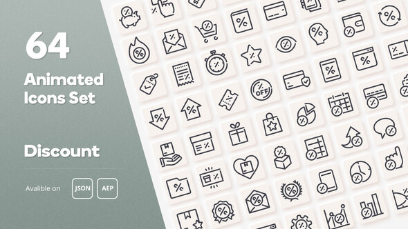 Discount Animated Icons Set - Wordpress Lottie JSON SVG