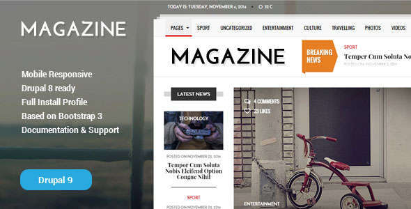 Gazeta - News &amp; Magazine Drupal 8 Theme