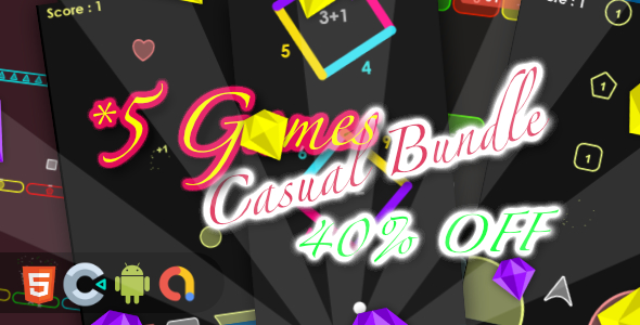 Casual Game Bundle 3- 5 Games(Html5 + Construct 3 +Mobile)