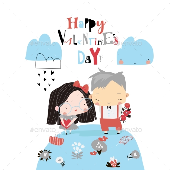 Happy Couple in Love Celebrating Valentines Day