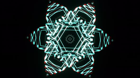 Abstract Neon Pulsating Hexagonal Star