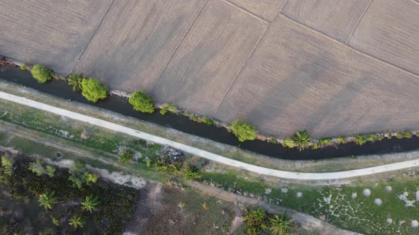 Dry sand near rural area of paddy field