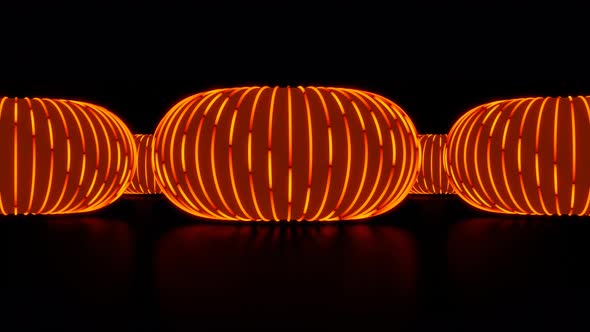 Rotating Orange Gradient Abstract Halloween Pumpkins Led Neon Vj Loop Animation alt
