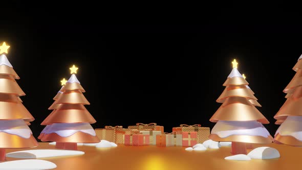 Christmas Tree Snow Gold 3D Alpha Channel