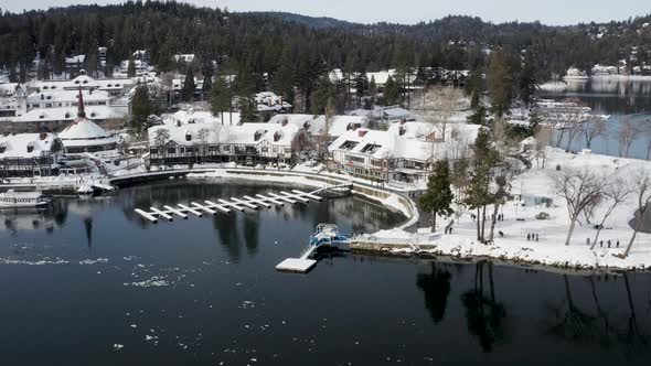 Aerial view of Lake California in wintertime, United States of America.