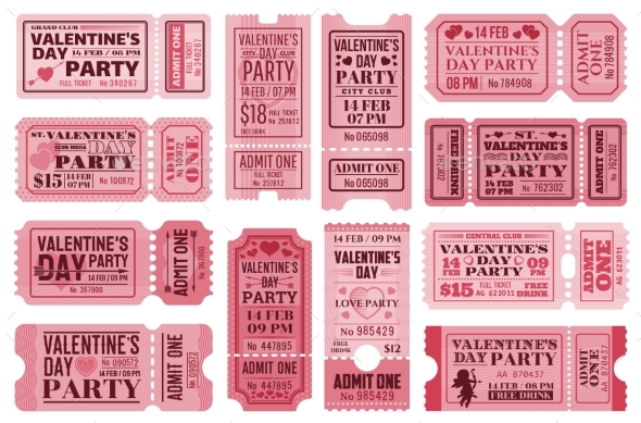 Valentines Day Tickets Templates Vector Coupons
