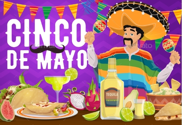 Cinco De Mayo Mexican Holiday Food and Mariachi