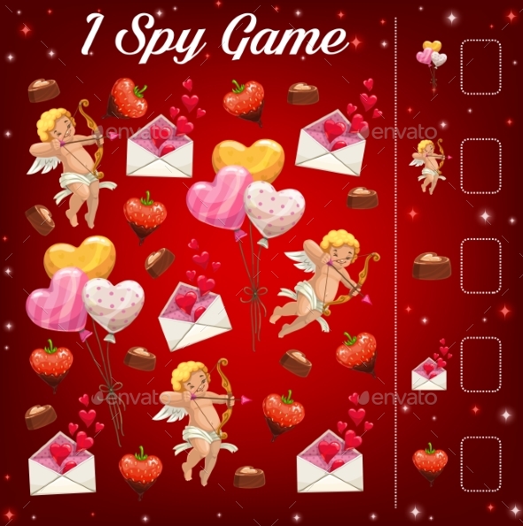 Child Saint Valentine Day I Spy Counting Game