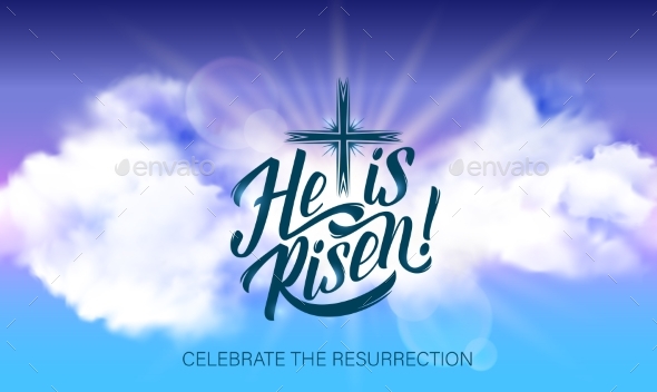 Easter Vector Poster with He Is Risen Lettering