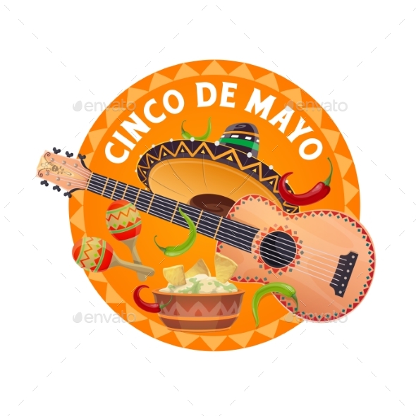 Cinco De Mayo Sombrero and Food Mexican Holiday