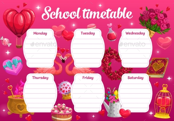 Valentine Day School Timetable with Romantic Gifts