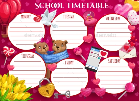 Saint Valentine Holiday School Timetable Template