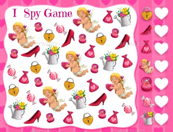 Saint Valentine Day Kids Educational I Spy Game