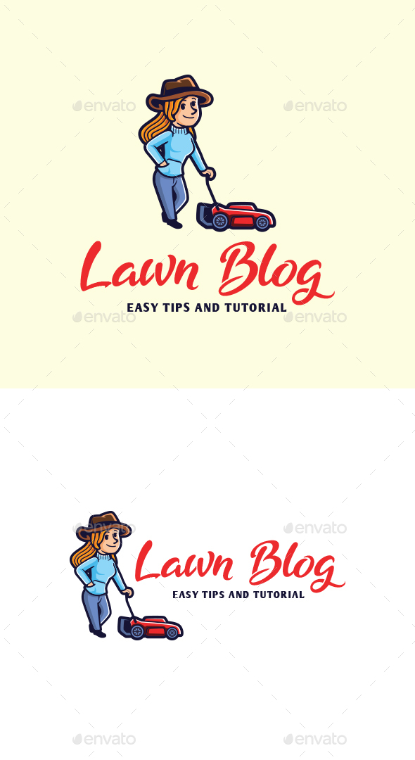 Cartoon Lawn Tutor Character Mascot Logo