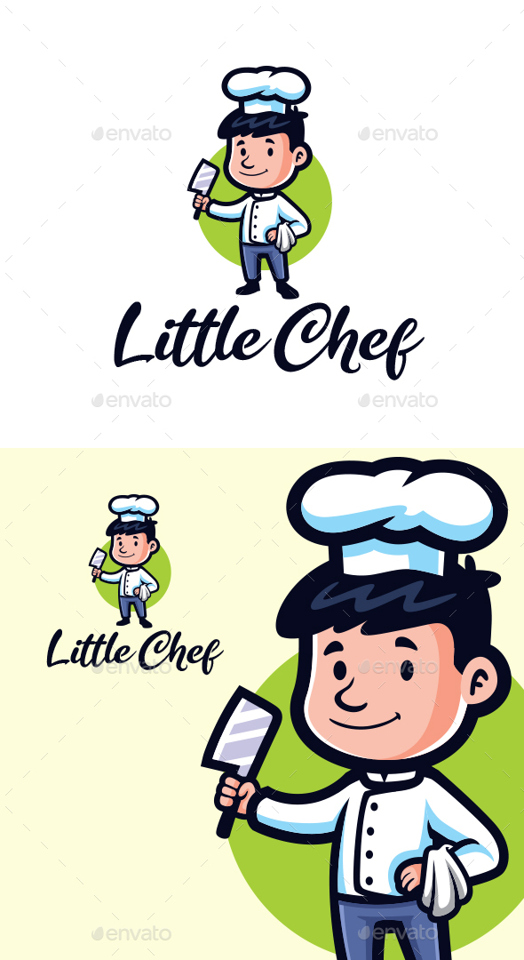 Cartoon Little Chef Character Mascot Logo