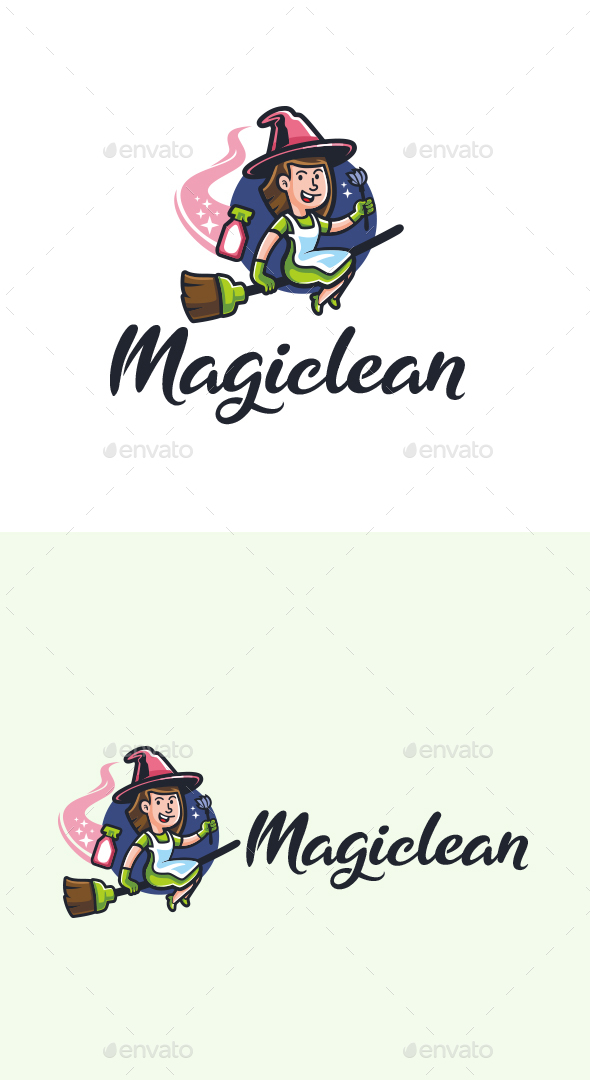 Magic Clean Character Mascot Logo