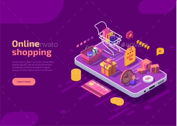 Online Shopping Isometric Landing Page