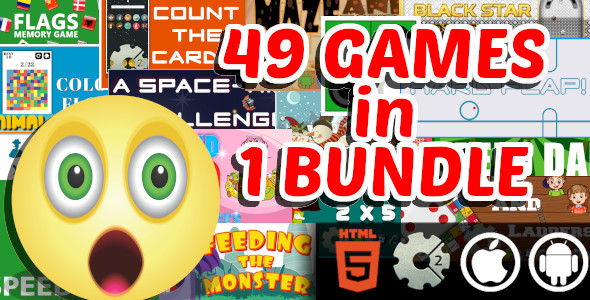 49 Arcade And Casual And Educational Html5 Games In 1 Bundle |Gamemaker And Construct 2 Capx