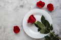 Festive table setting with red roses for valentines day. - PhotoDune Item for Sale
