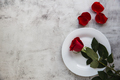 Festive table setting with red roses for valentines day. - PhotoDune Item for Sale