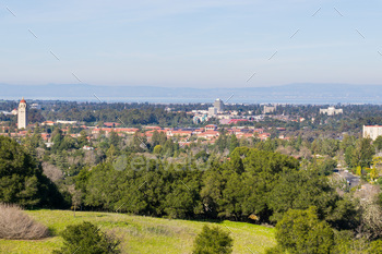 o Alto and Silicon Valley from the Stanford dish hills, California