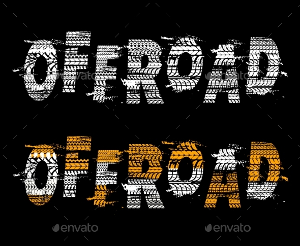 Car Off Road Typography with Tires Trails Vector