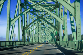 , Oregon, formerly the Coos Bay Bridge, on a sunny day