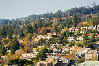 hill on a sunny autumn day, Berkeley, San Francisco bay, California;