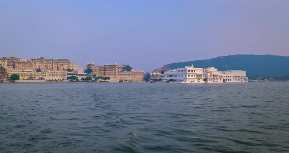 Udaipur City Palace and Lake Palace View From Lake Pichola