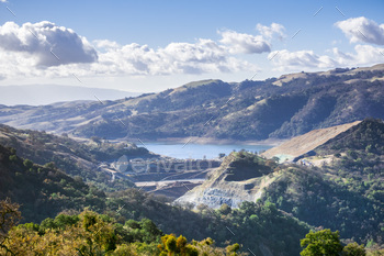 is being built;  Calaveras Reservoir is part of the Hetch Hetchy system that captures water in the Sierra; east San Francisco bay area; California