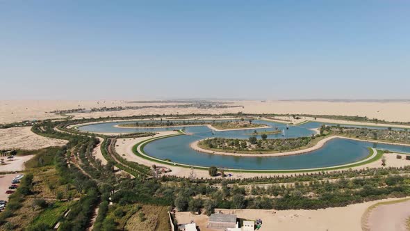 Artificial Heart Shaped Lake in Dubai Aerial View on the Love Lake