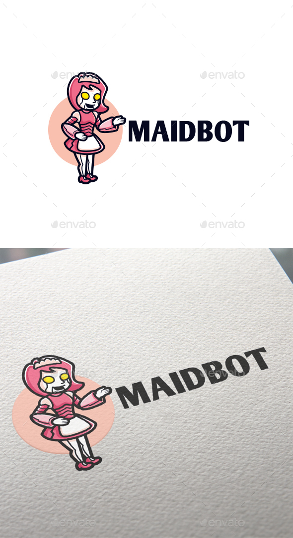 Maid Robot Character Mascot Logo