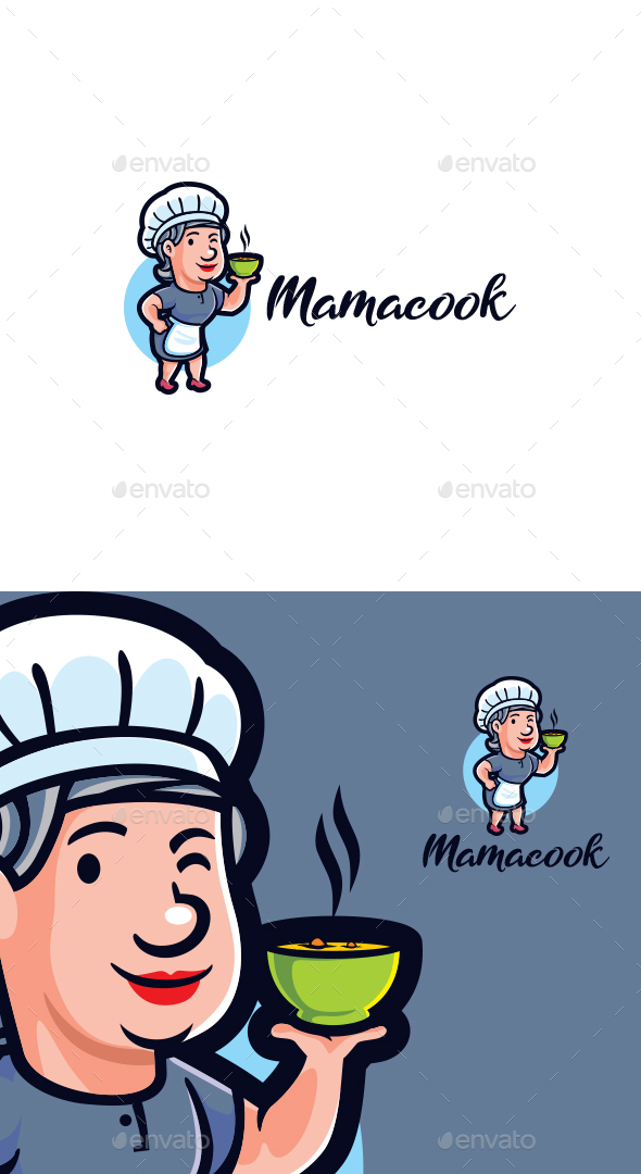 Mama Cook - Chef Lady Character Mascot Logo