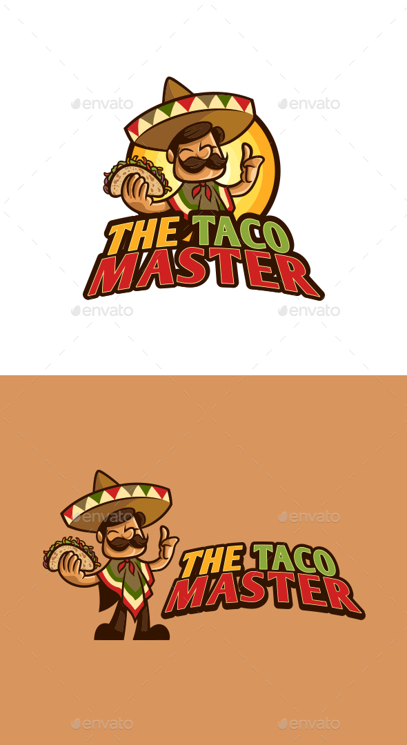 Mexican Taco Master Character Mascot Logo