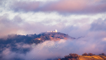 ith Lick Observatory peeking through them; San Jose, South San Francisco Bay Area, California
