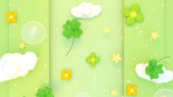 Cute Four-Leaf Clovers Background