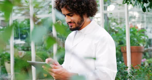 Man using digital tablet