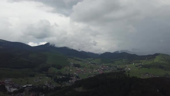 Storm clouds coming over the mountains.