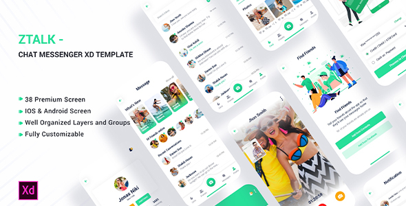 Ztalk – Chat Messaging Adobe XD Template